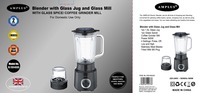 Blender  With Glass Jug + Glass Mill 1.5lt  500w