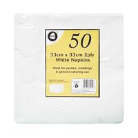 White Napkins 2ply  Pk50