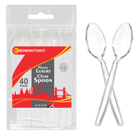 Reusable Heavy Duty Plastic Clear Spoon 40pc