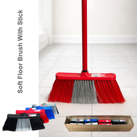 Authentic Brush Broom With Stick Soft  Assorted Colour