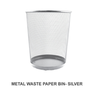 Metal Waste Paper Bin Silver 