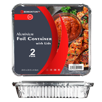 Alu. Foil Container With Lids Pk2  245x245x45mm - 9"x9"