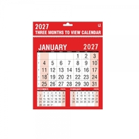 Red & Black Three Month To View Planner, 24 X 25cm