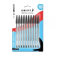 Pull Cap Ballpoint Pens, 10pk Black