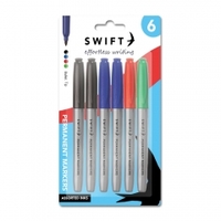 Permanent Markers, 6pk Assorted