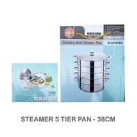 Steamer Pots With Glass Lids 5 Tier - 38cm