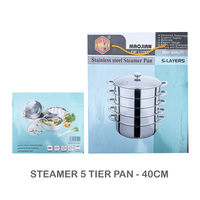 Steamer Pots With Glass Lids 5 Tier - 40cm